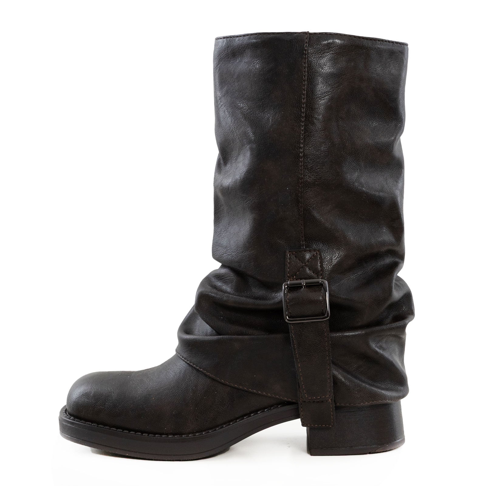 toocool stivali donna biker bassi motociclista polpaccio fibbie scarpe casual ga035