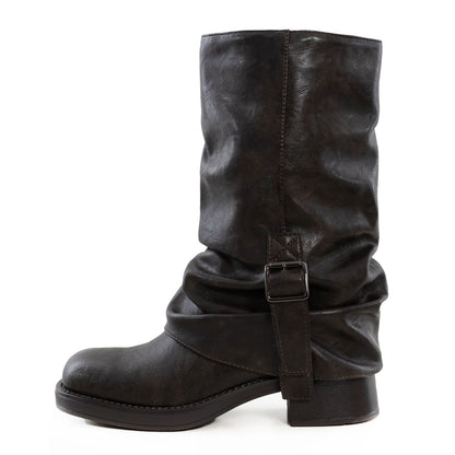 toocool stivali donna biker bassi motociclista polpaccio fibbie scarpe casual ga035