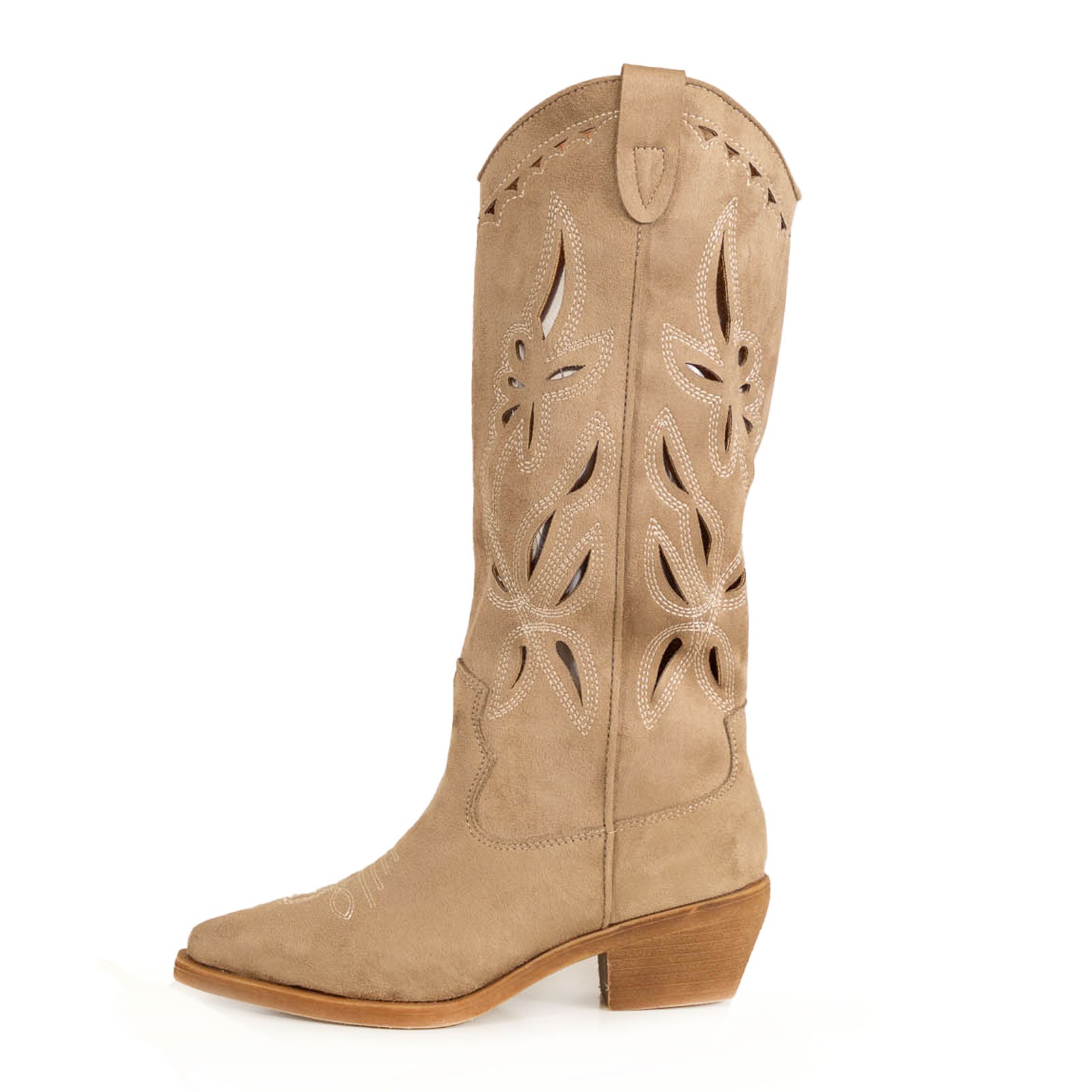 toocool stivali texani al ginocchio con ricami e intagli traforati camoscio sintetico stile boho chic country toocool mp746 3 nero 36