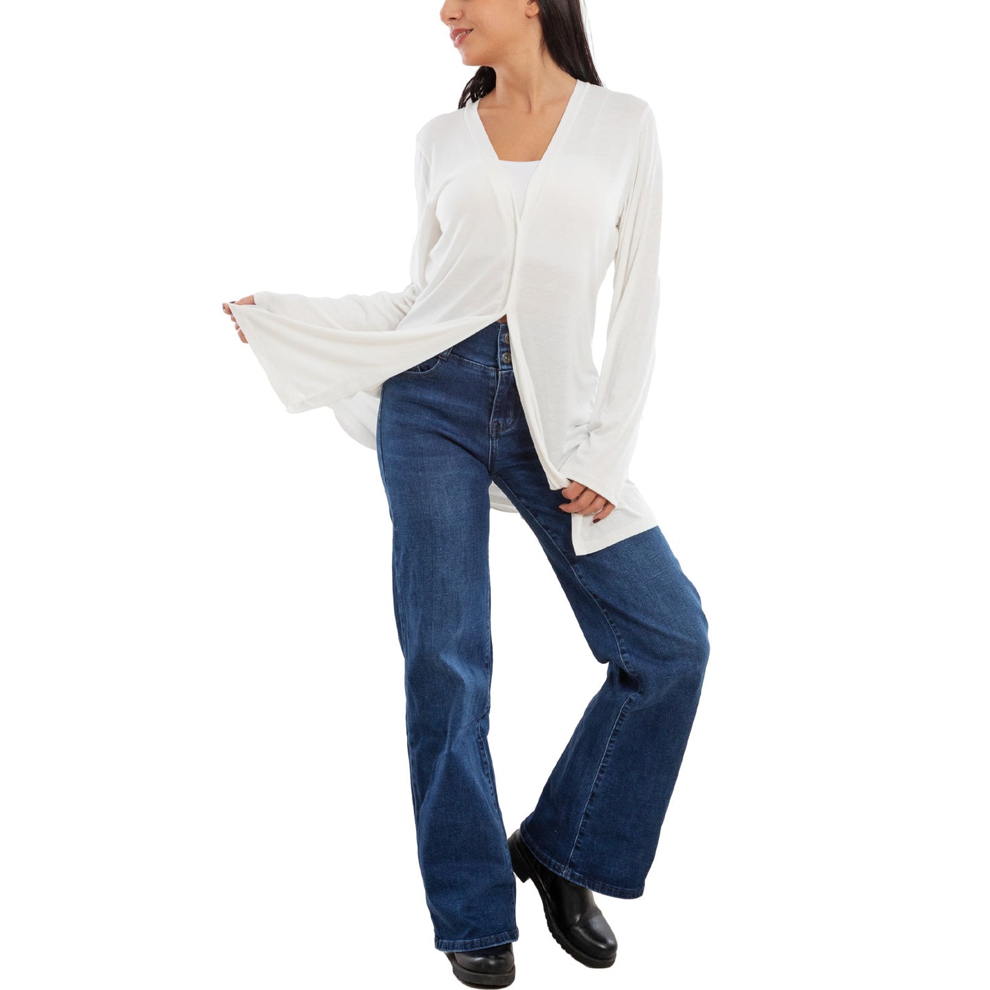 toocool cardigan lungo donna elegante coprispalle spolverino bottoni manica lunga toocool vb 4222 nero sl