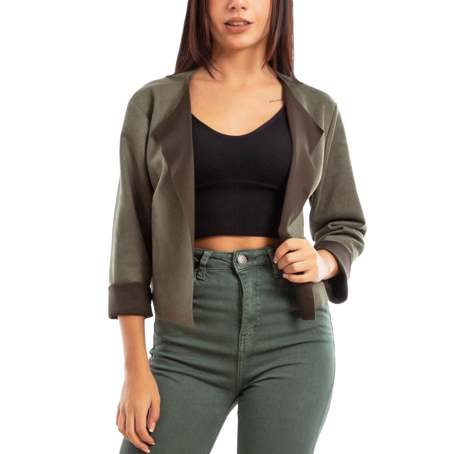 toocool giacca donna finta pelle scamosciata aperta 20868