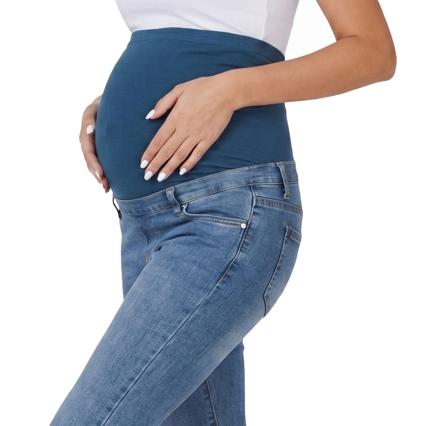 toocool jeans premaman skinny fascia elastica sopra il pancione denim elasticizzato comfort fit pantaloni gravidanza toocool k6720 blu 42