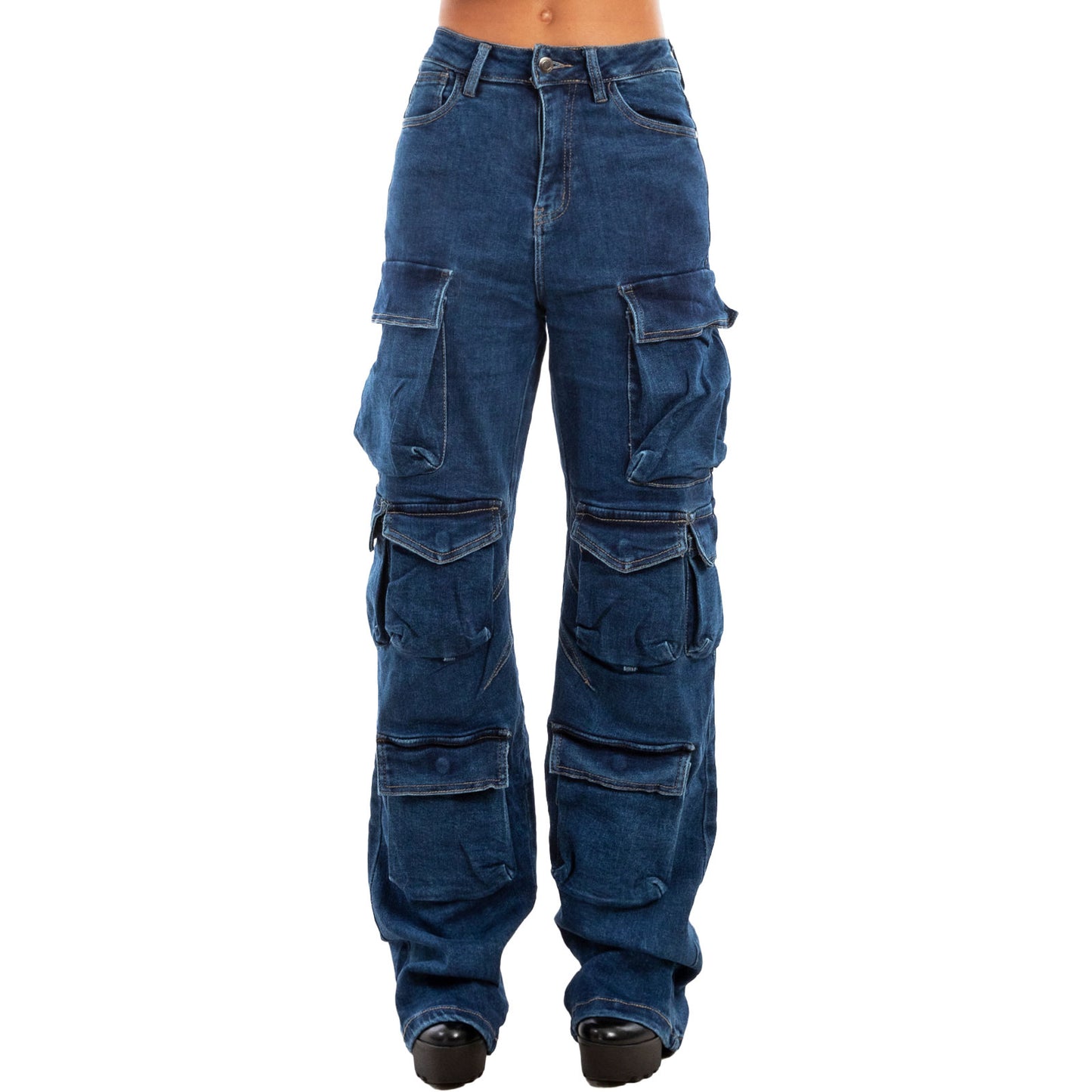immagine-9-toocool-jeans-vita-alta-cargo-larghi-denim-casual-f80