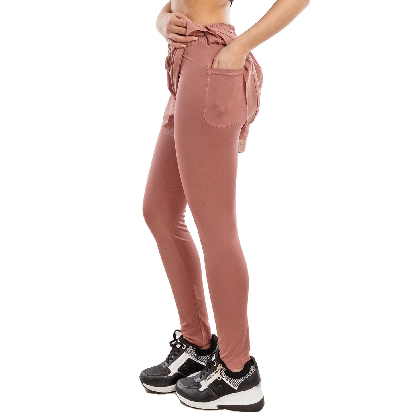 toocool leggings sportivi 2 in 1 donna pantaloncini sovrapposti tasca laterale leggings fitness yoga palestra toocool 821915 nero sm