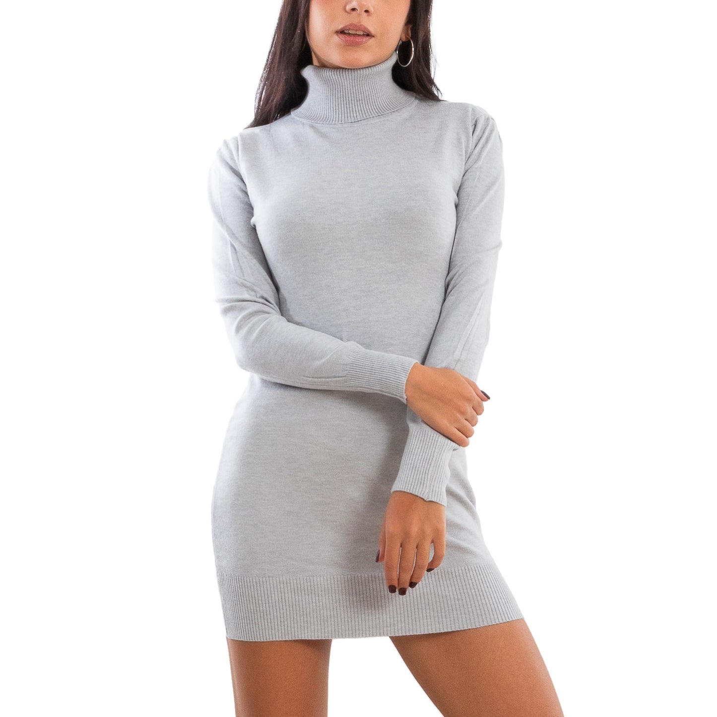 toocool maglione donna miniabito vestito tricot collo alto aderente basic invernale toocool y966a nero sm