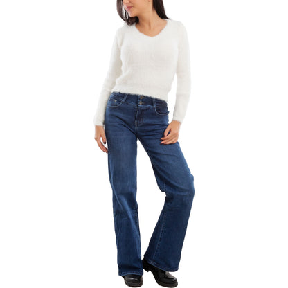 toocool maglione donna peloso pullover corto aderente invernale scollo v toocool 9390 nero sm