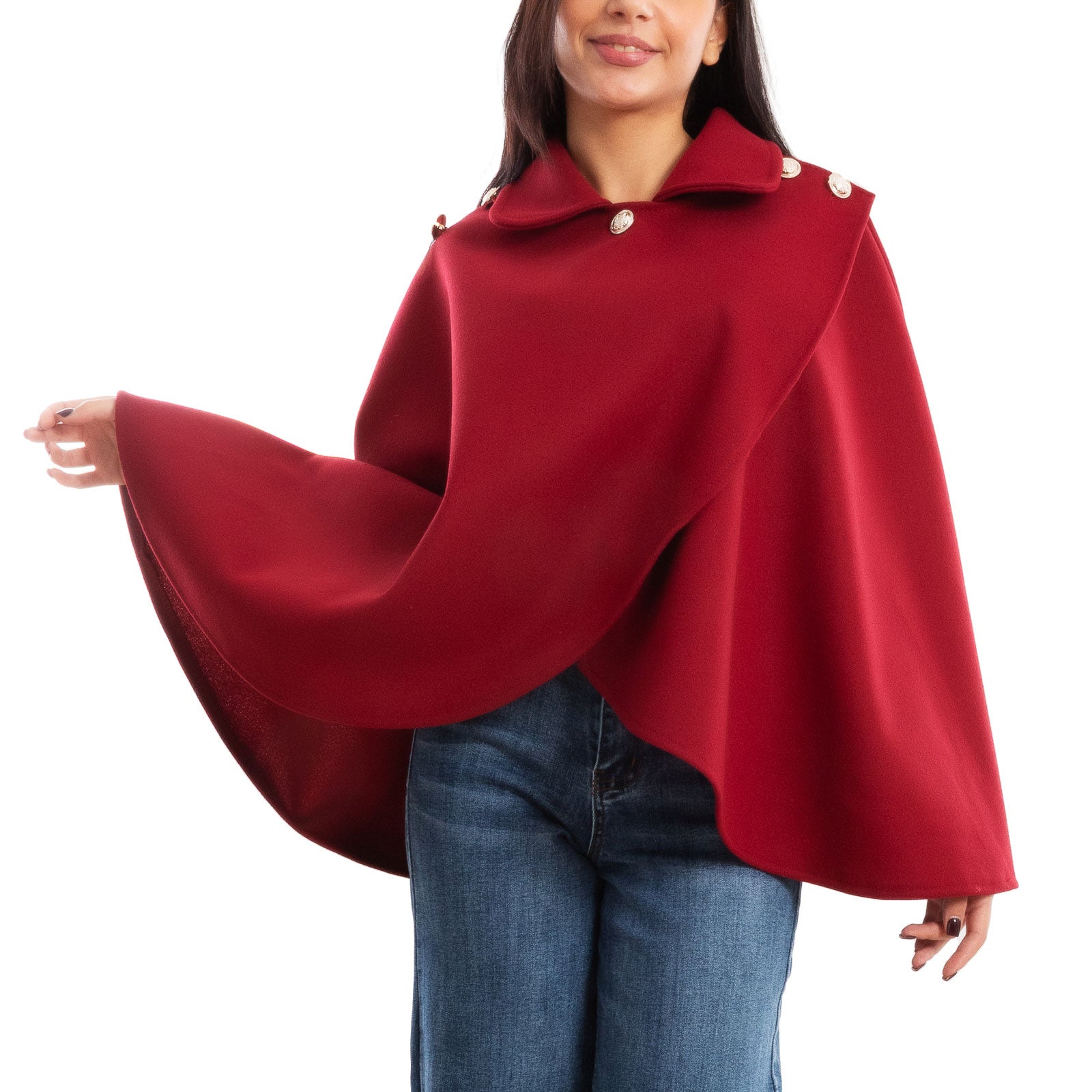 toocool mantellina poncho donna elegante bottoni dorati cape a portafoglio vb 5693