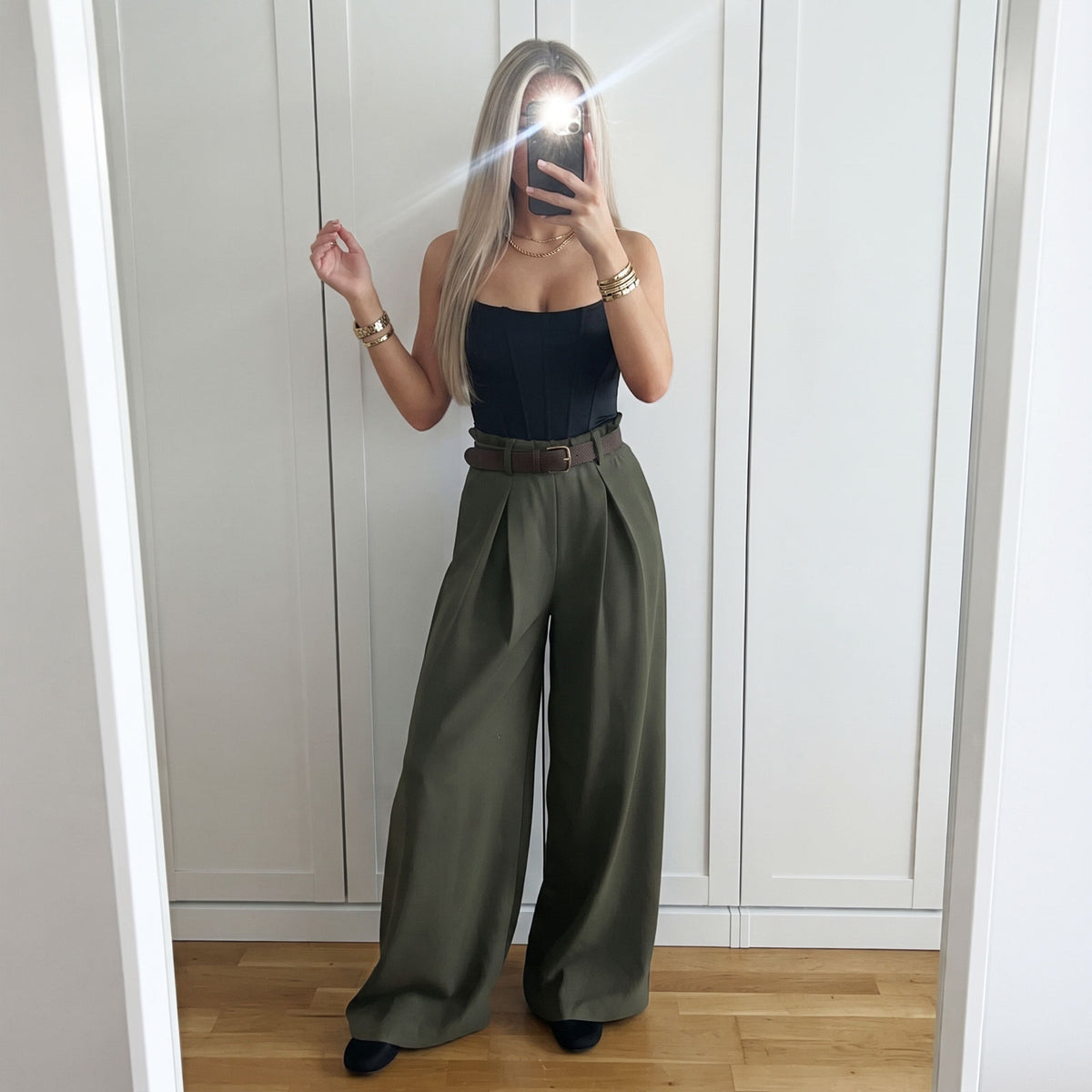 toocool pantaloni donna ampi palazzo con cintura toocool vi 3546 nero taglia unica