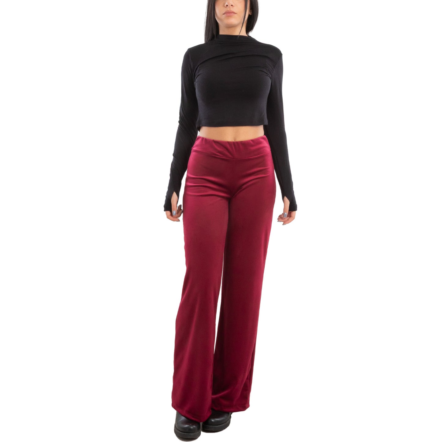 toocool pantaloni donna palazzo velluto ciniglia elasticizzati eleganti invernali toocool vi 5522