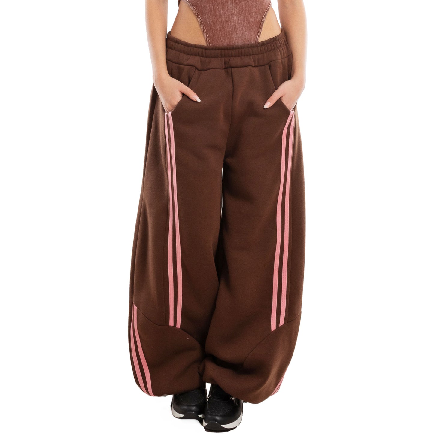 toocool pantaloni joggers donna oversize tuta largo gamba ampia bande laterali streetwear hip hop baggy toocool vi 8264 nerorosa sxl