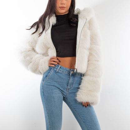 toocool pelliccia sintetica cappuccio donna pellicciotto corto ecopelliccia giacca toocool z9001 nero sl