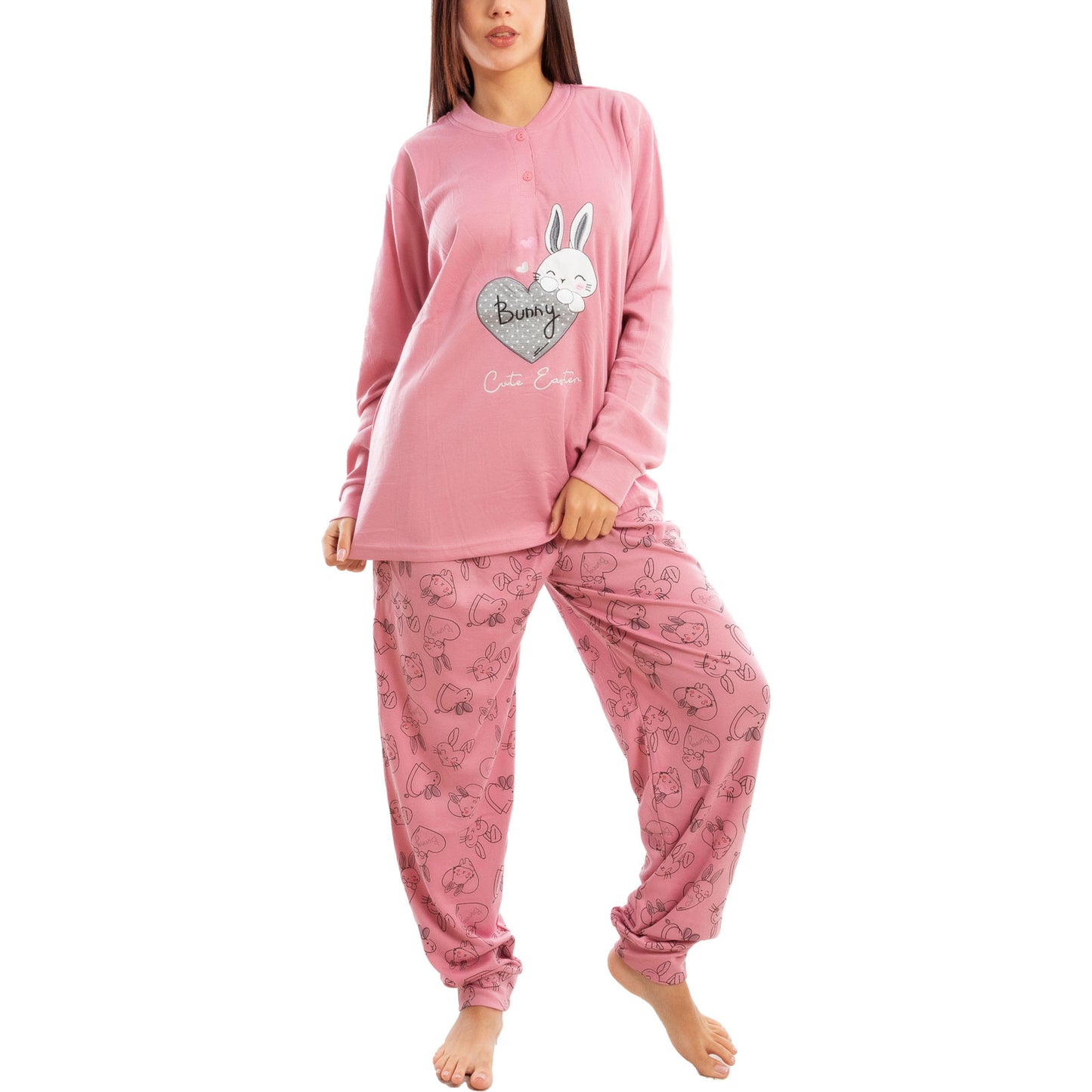 toocool pigiama donna felpato invernale coniglietti caldo c3101