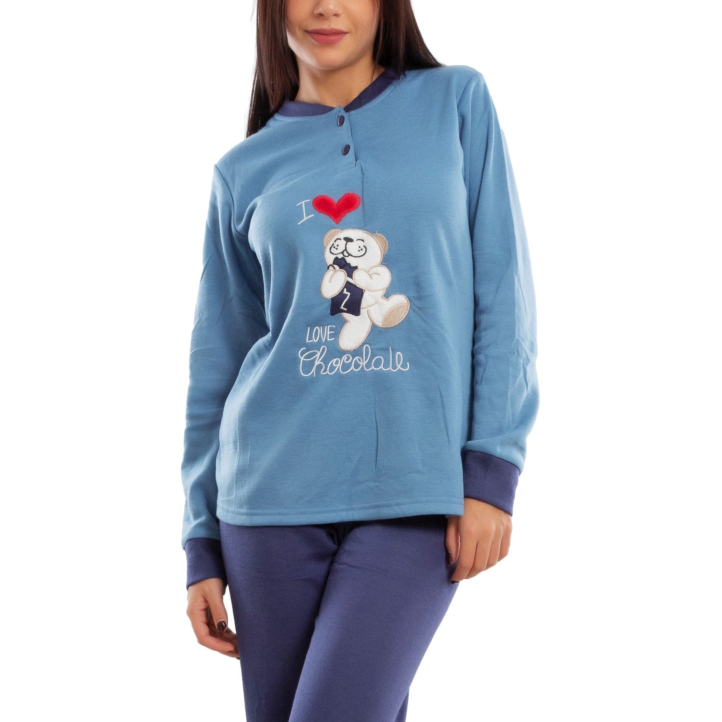 toocool pigiama donna invernale felpato orsetto orso maniche lunghe caldo cotone toocool d8369 rosa s