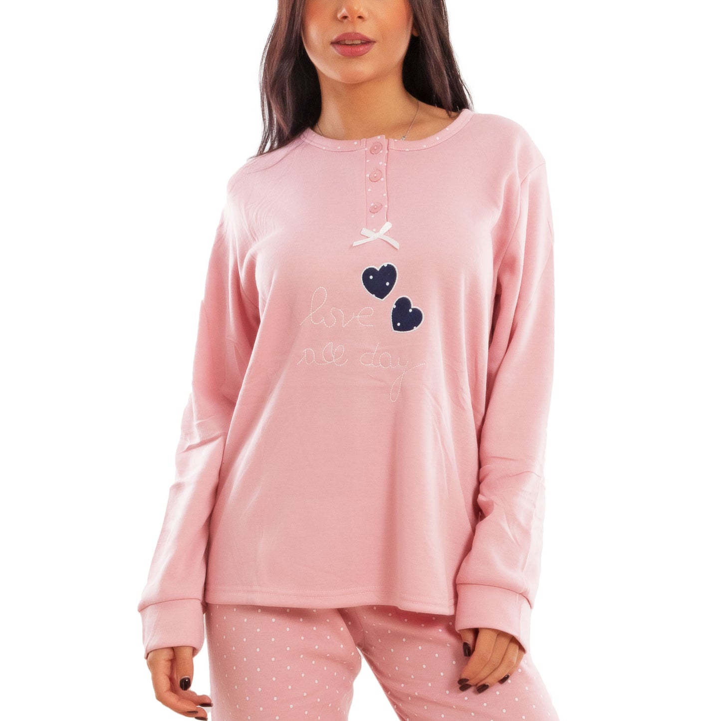 toocool pigiama donna invernale felpato pois maniche lunghe pantaloni caldo cotone toocool e5820 blu m