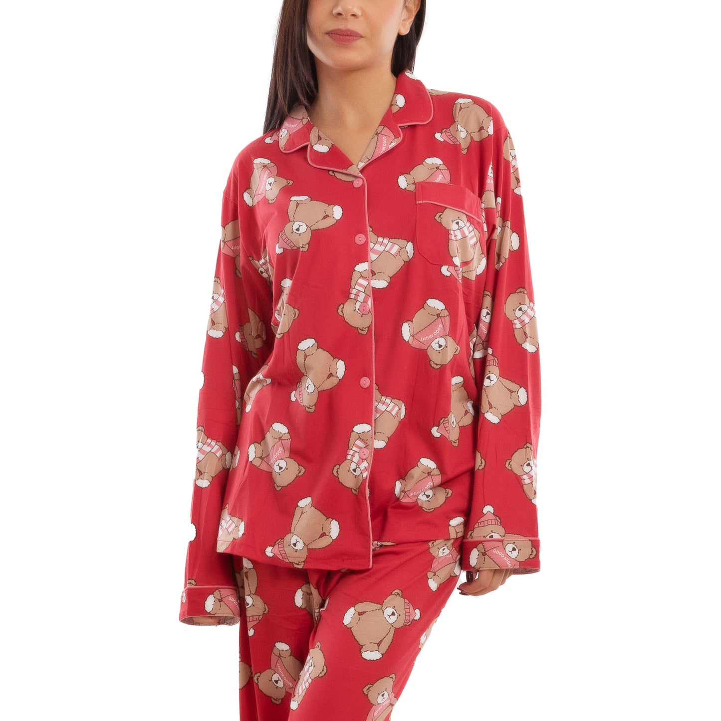 toocool pigiama donna leggero morbido orsetti monopetto oversize set 2 pezzi toocool 7260 blu m