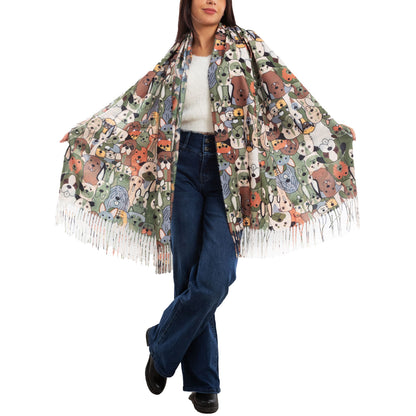 toocool sciarpa stola unisex cani frange foulard scialle invernale scaldacollo toocool wj 8217 nero taglia unica