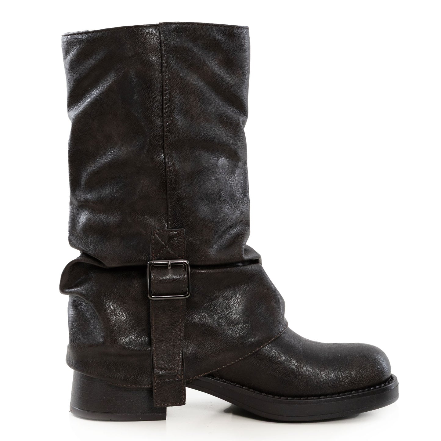 toocool stivali donna biker bassi motociclista polpaccio fibbie scarpe casual ga035