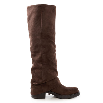 toocool stivali donna ghetta gambale ampio cerniere casual invernali scarpe tacco basso toocool ga037 marrone 39