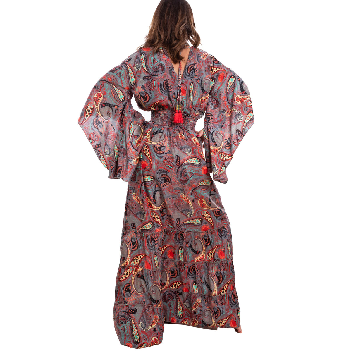 toocool vestito lungo donna abito boho chic fantasia etnica toocool rk 2021 rosso sl