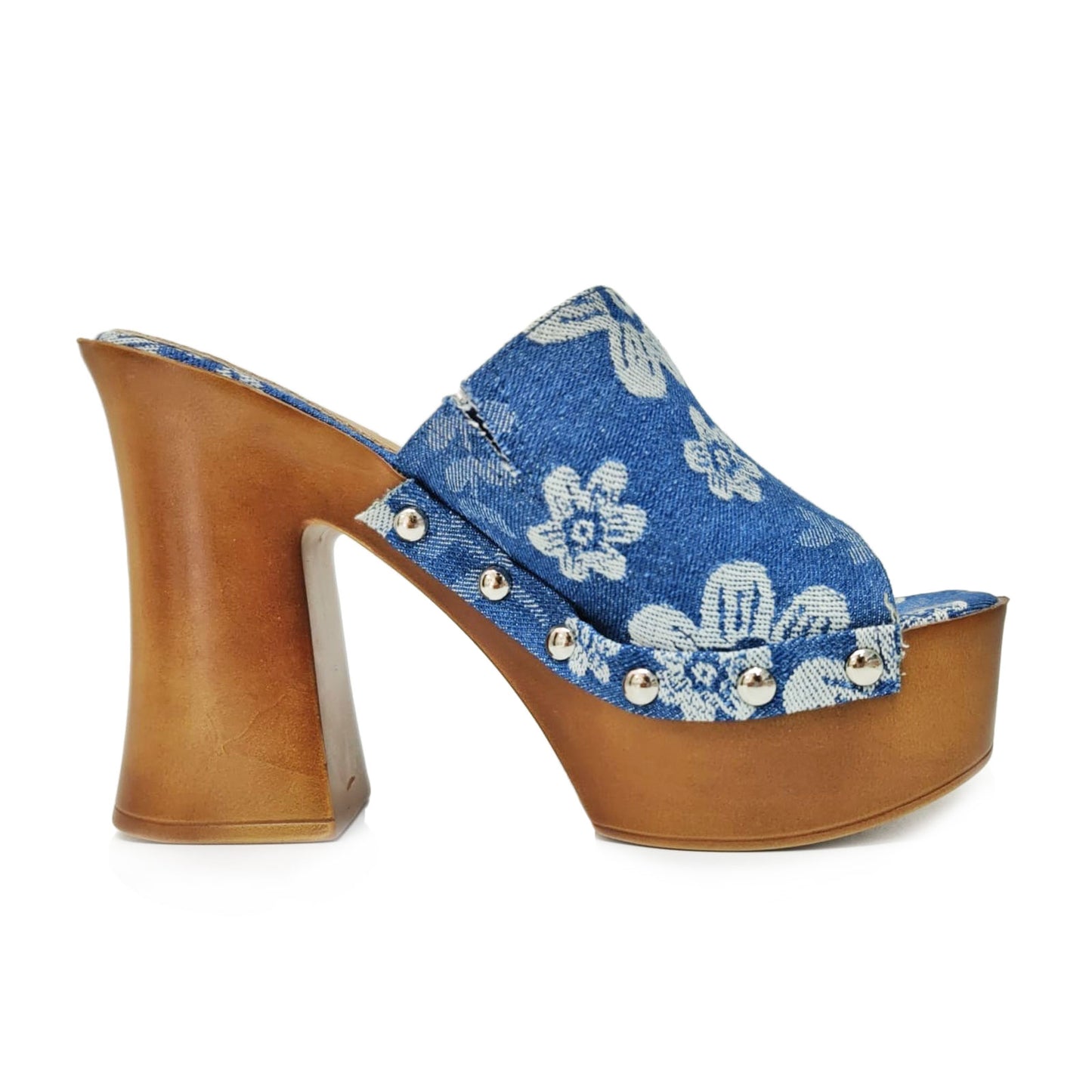 toocool zoccoli donna denim stampa floreale sabot zeppa plateau effetto legno sandali retro style toocool su 8006 1 blu chiaro 36