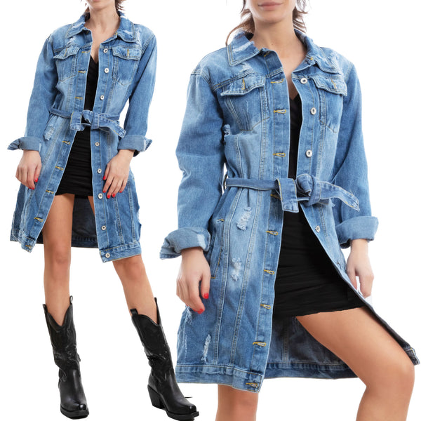 Giacca Jeans Lunga Cintura Giacchetto Giubbotto Vi 2503
