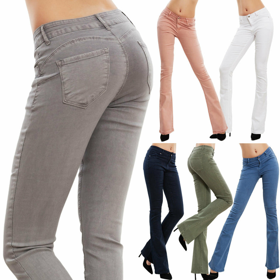 Jeans Donna Zampa D'Elefante - Vita Alta Slim Fit - Pantaloni Flare Elasticizzati Sexy E Casual - Foto 4