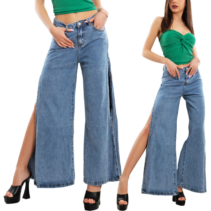 immagine-1-toocool-jeans-donna-spacchi-laterali-campana-zampa-flare-dt639