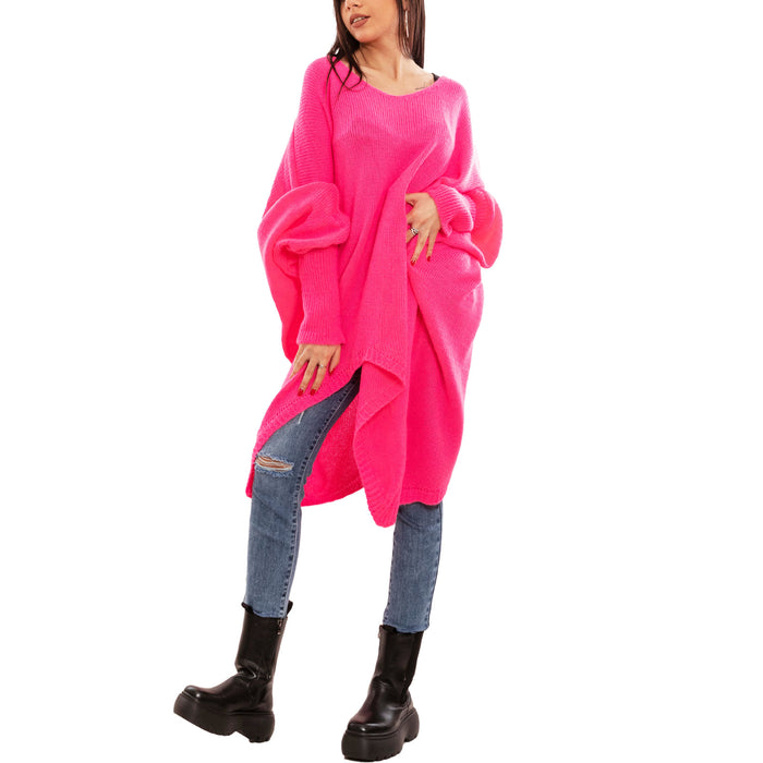 immagine-1-toocool-maglione-donna-oversize-pullover-scollo-v-ms-7190