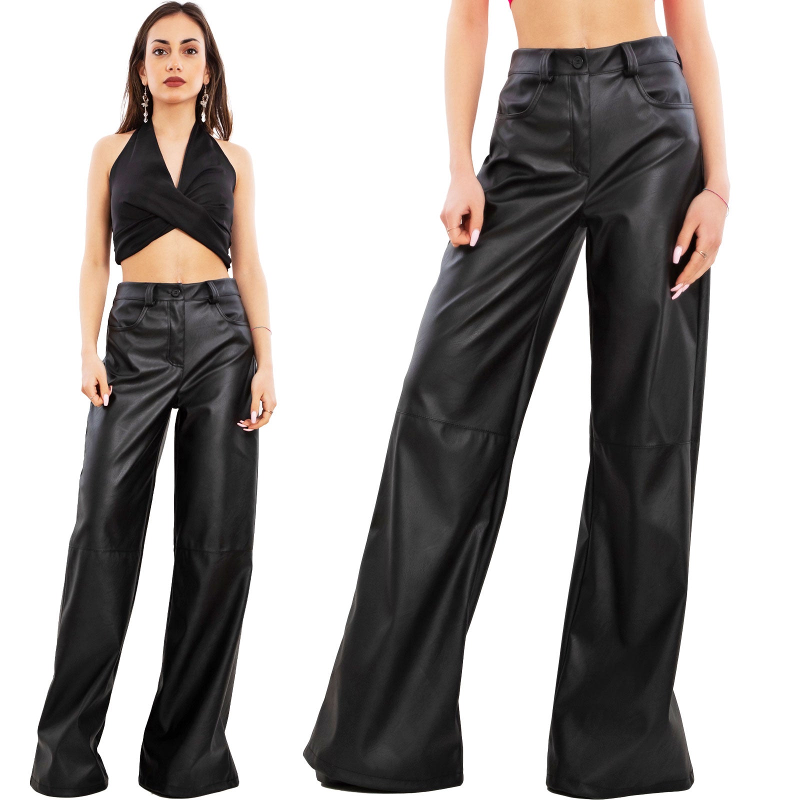 immagine-1-toocool-pantaloni-donna-palazzo-flare-effetto-pelle-vb-13239