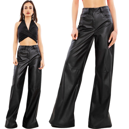 immagine-1-toocool-pantaloni-donna-palazzo-flare-effetto-pelle-vb-13239