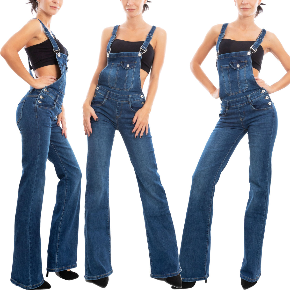 Salopette Jeans Donna Overall Tuta Intera L3505 — Toocool