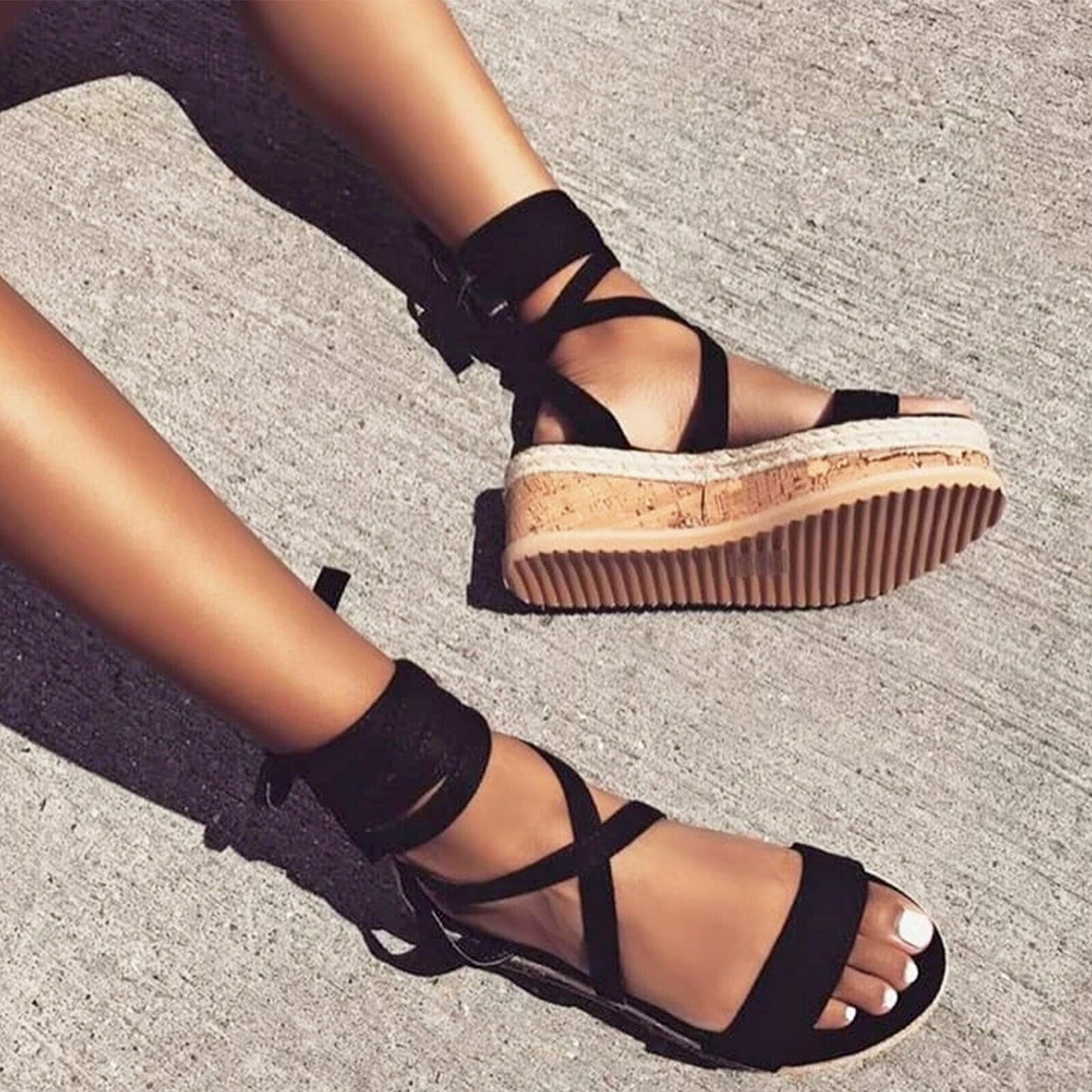 Scarpe donna sandali zeppa R6M6313 - Main Image