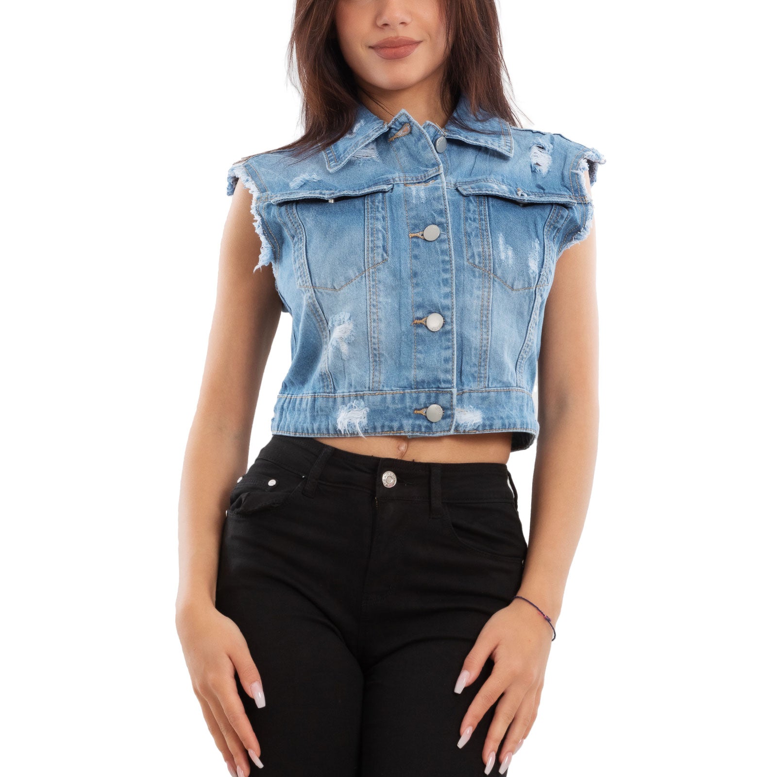 immagine-2-toocool-gilet-jeans-giacca-denim-corta-smanicata-sl271