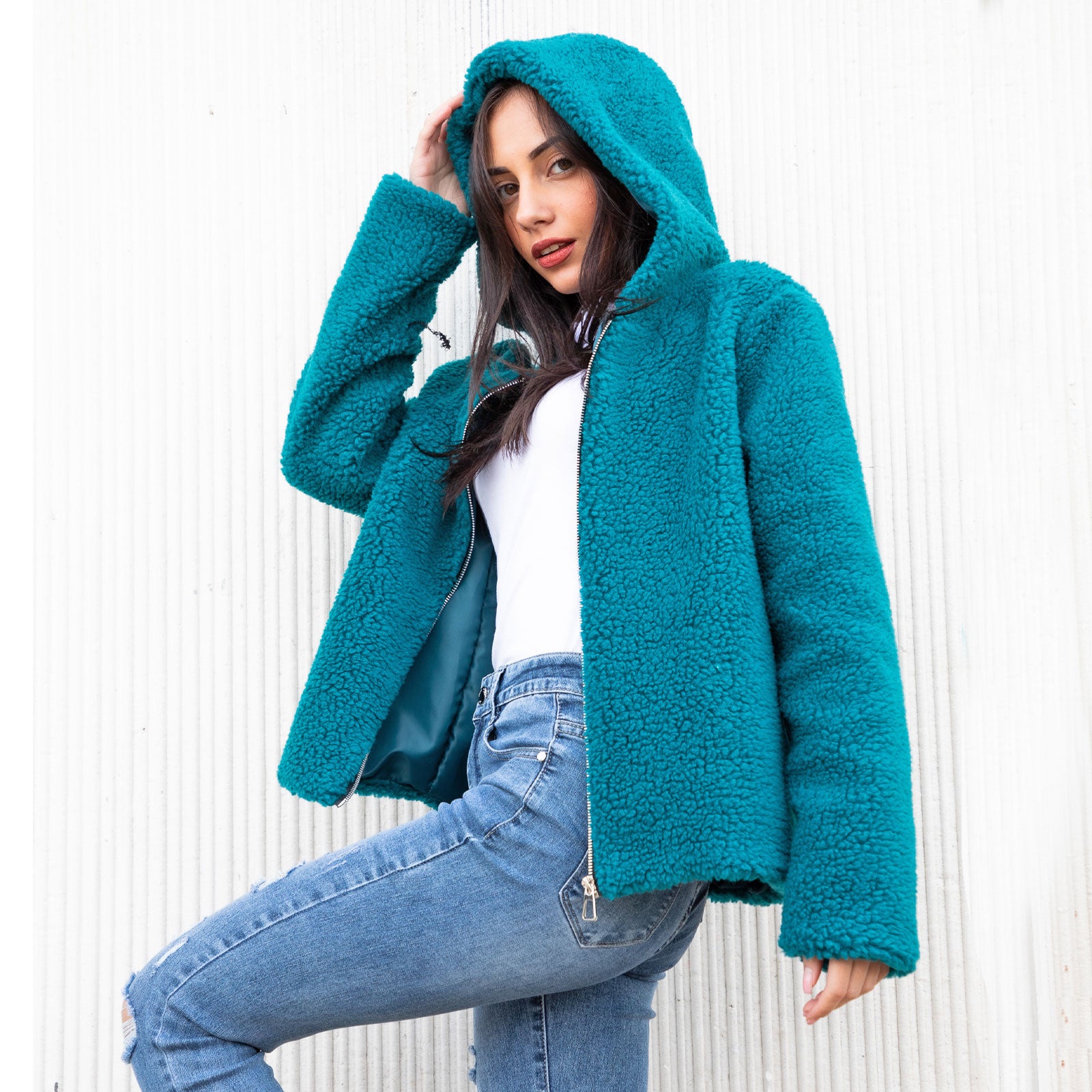 Giacca Donna Peluche Cappuccio Vb-09170 – Toocool