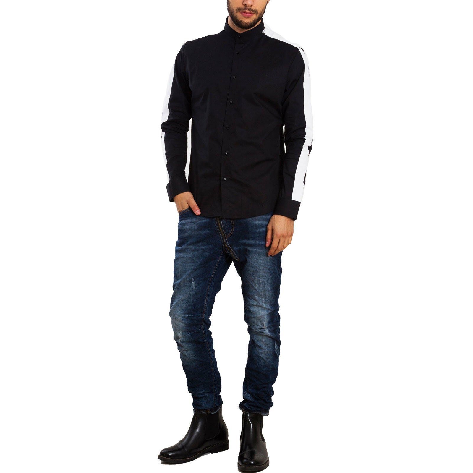 immagine-3-toocool-camicia-uomo-bicolore-elegante-cg-3029