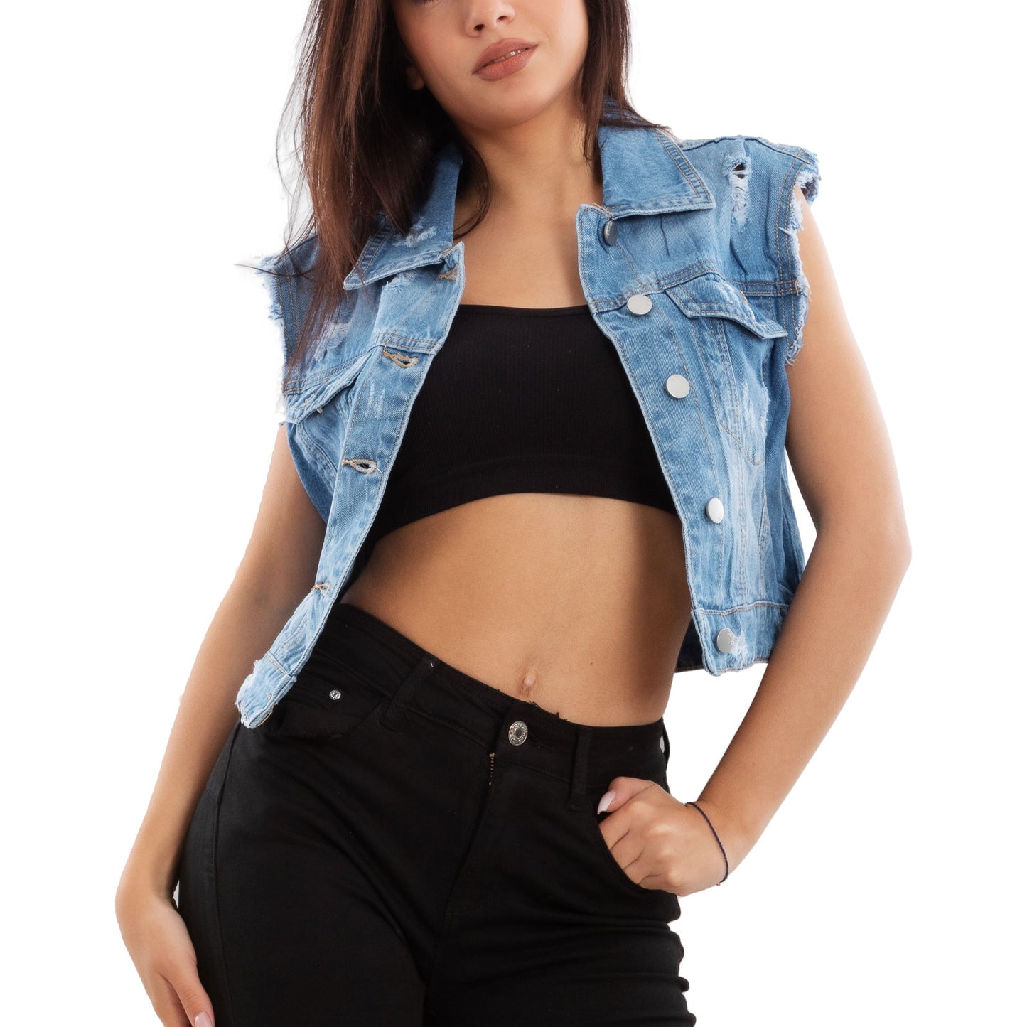immagine-3-toocool-gilet-jeans-giacca-denim-corta-smanicata-sl271