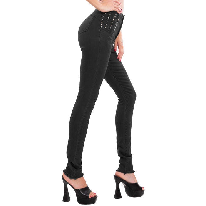 immagine-3-toocool-jeans-donna-pantaloni-vita-alta-borchie-kw-50