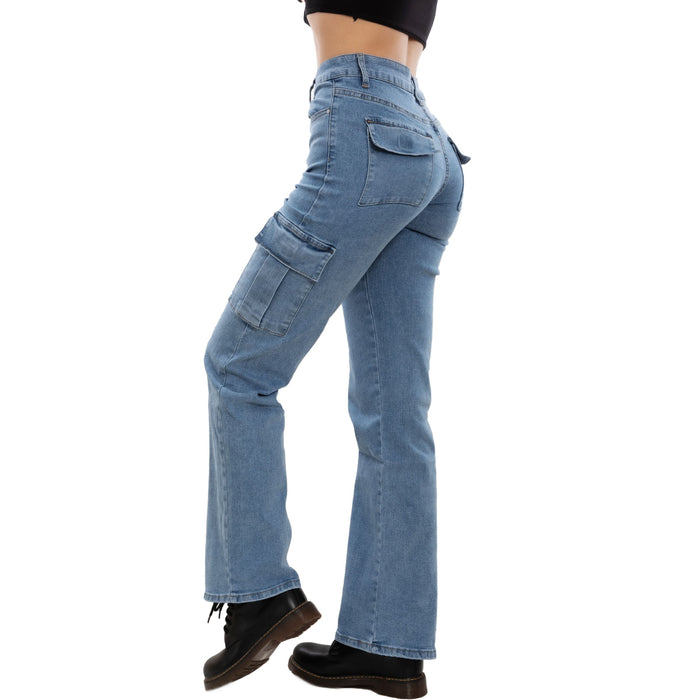 immagine-3-toocool-jeans-donna-pantaloni-vita-alta-cargo-kw-76