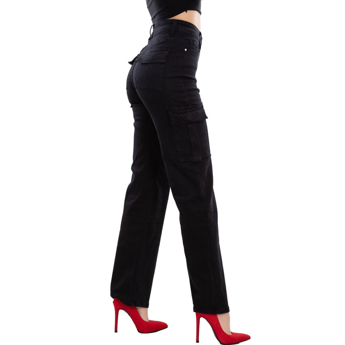 immagine-3-toocool-jeans-donna-pantaloni-vita-alta-cargo-wh15