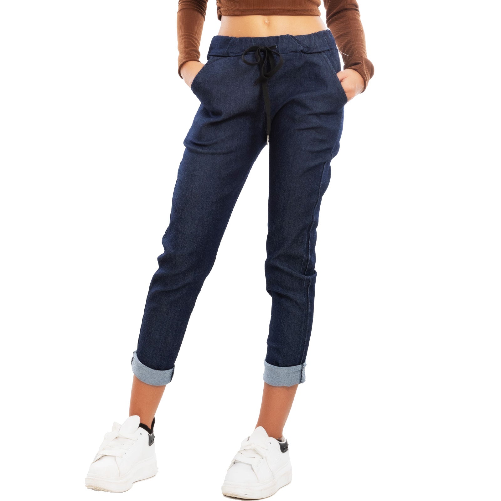 immagine-3-toocool-pantaloni-baggy-denim-casual-laccio-in-vita-ms-3378
