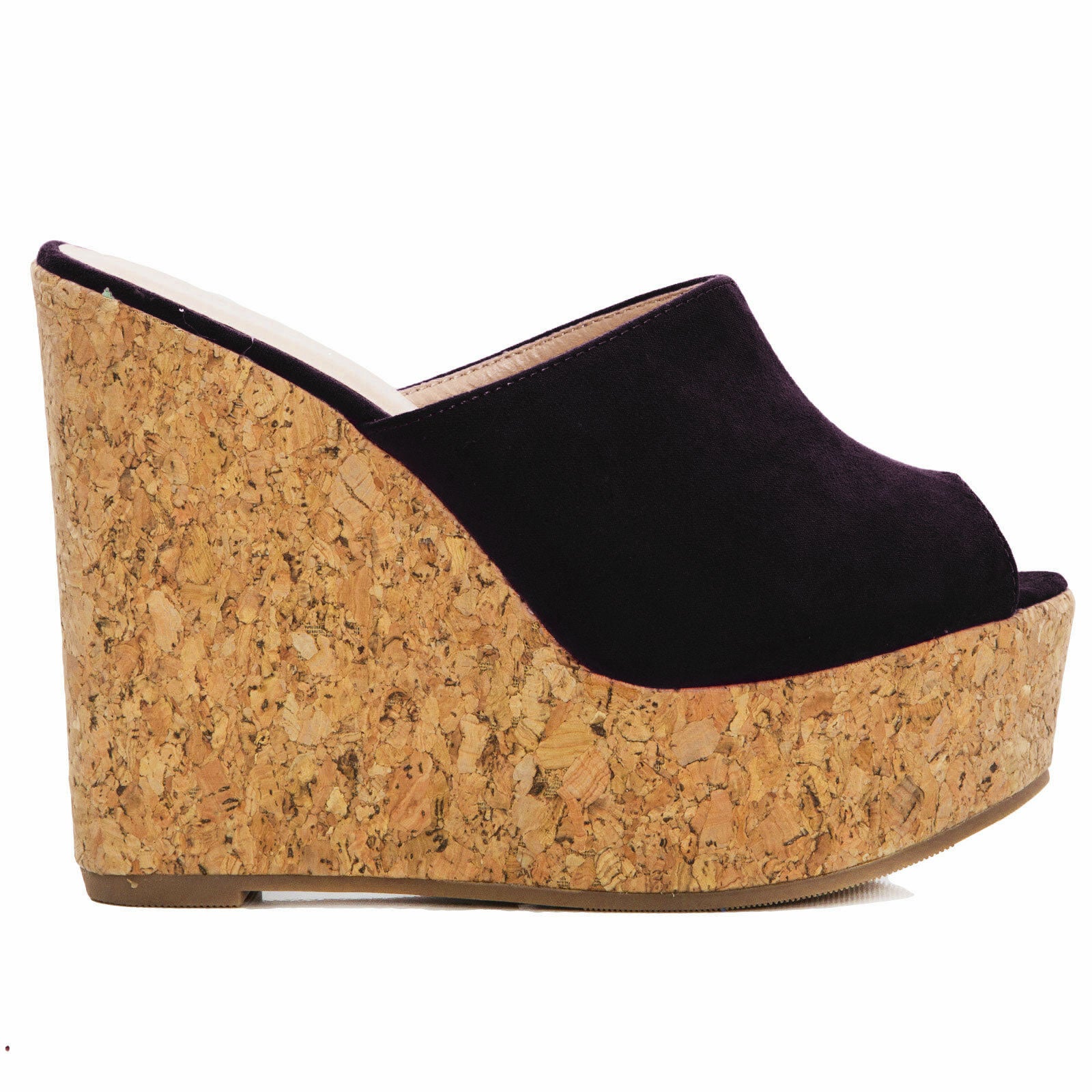 Scarpe Donna Zeppe In Sughero - Tacchi Alti Plateau Con Design Scamosciato - Foto 11