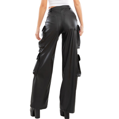 immagine-4-toocool-pantaloni-donna-palazzo-cargo-finta-pelle-vi-8035