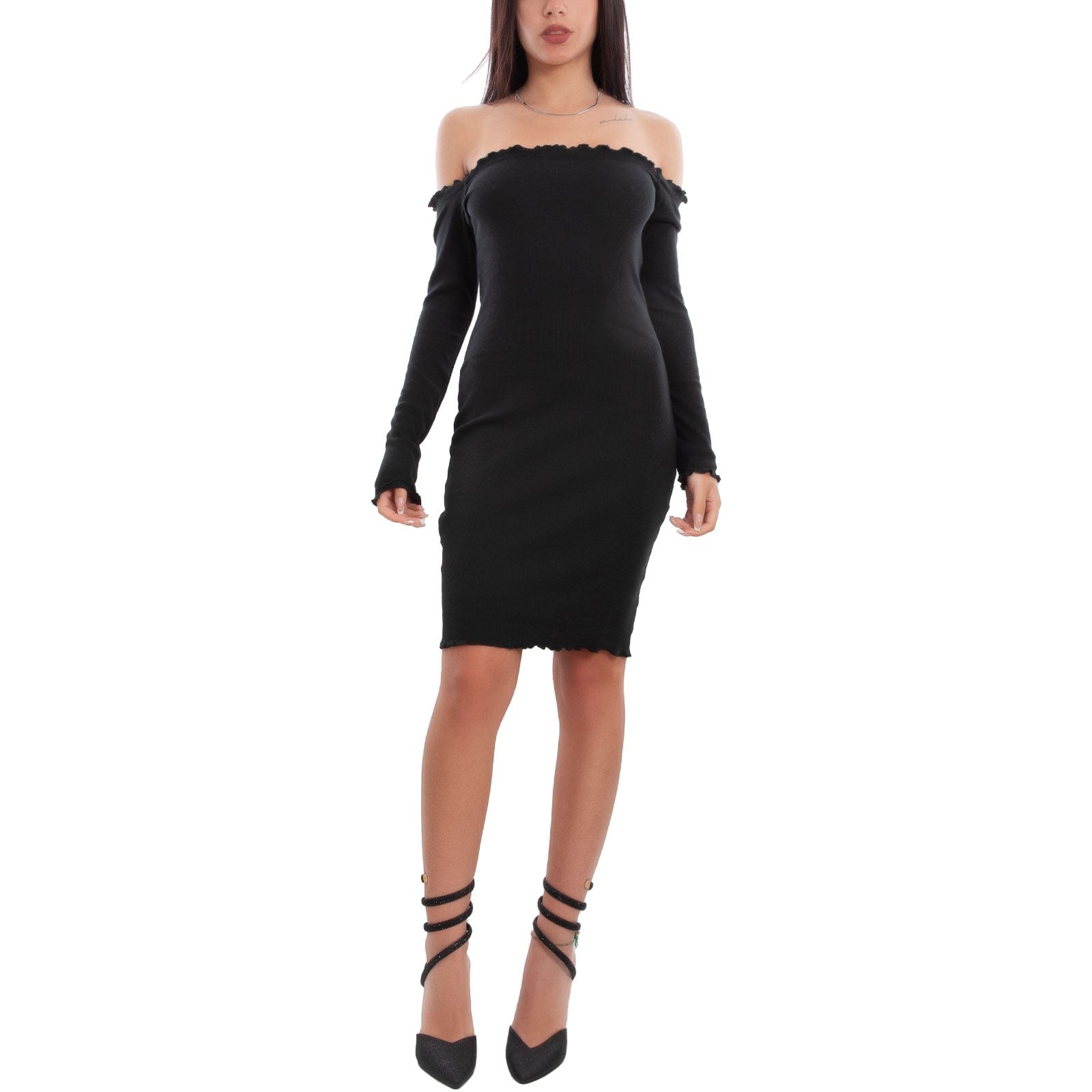 immagine-4-toocool-vestito-donna-maniche-lunghe-costine-fi-7450