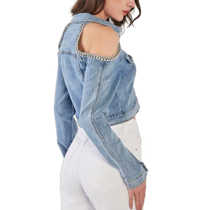 immagine-5-toocool-giacca-jeans-donna-denim-corto-catene-q1506