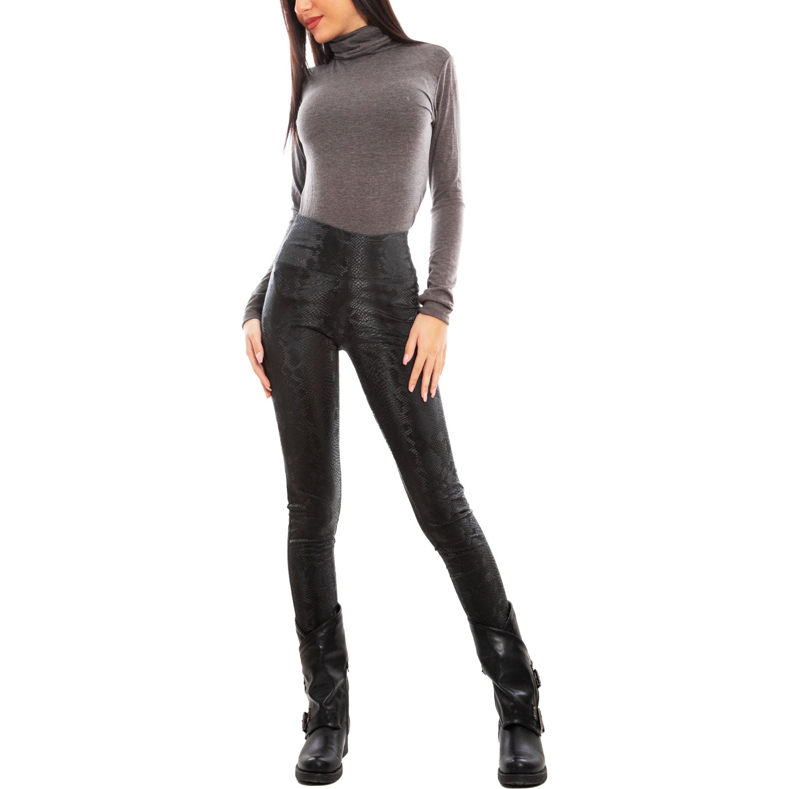 immagine-5-toocool-leggings-donna-pantaloni-felpati-pitonati-aderenti-vita-alta-toocool