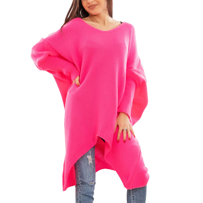 immagine-6-toocool-maglione-donna-oversize-pullover-scollo-v-ms-7190