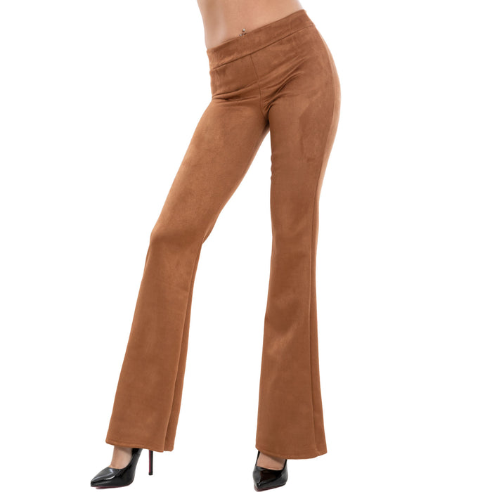 immagine-6-toocool-pantaloni-donna-campana-zampa-flare-scamosciati-vi-3549