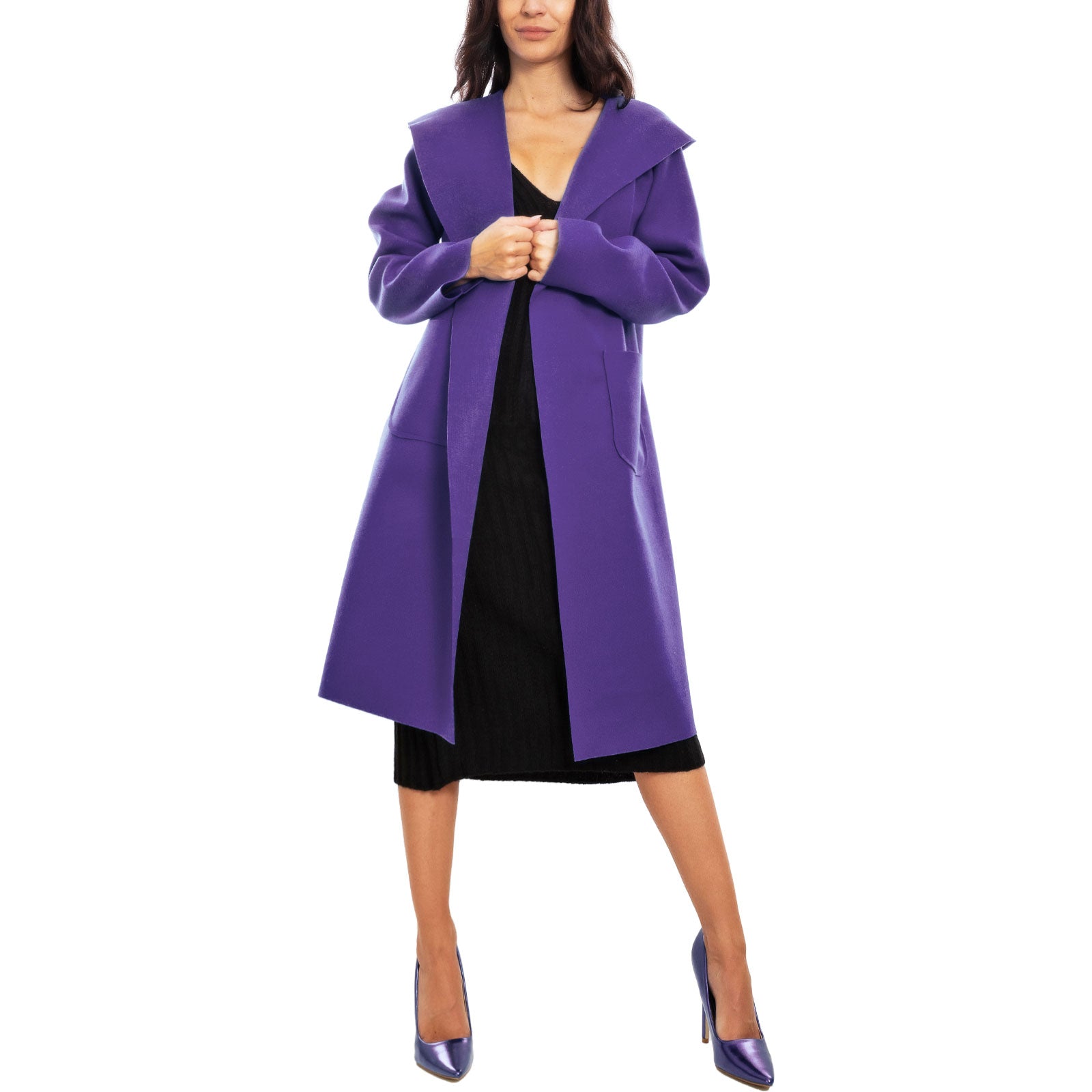 Long Manteau Ceinture Capuche Fourrure - Armand Thiery Femme