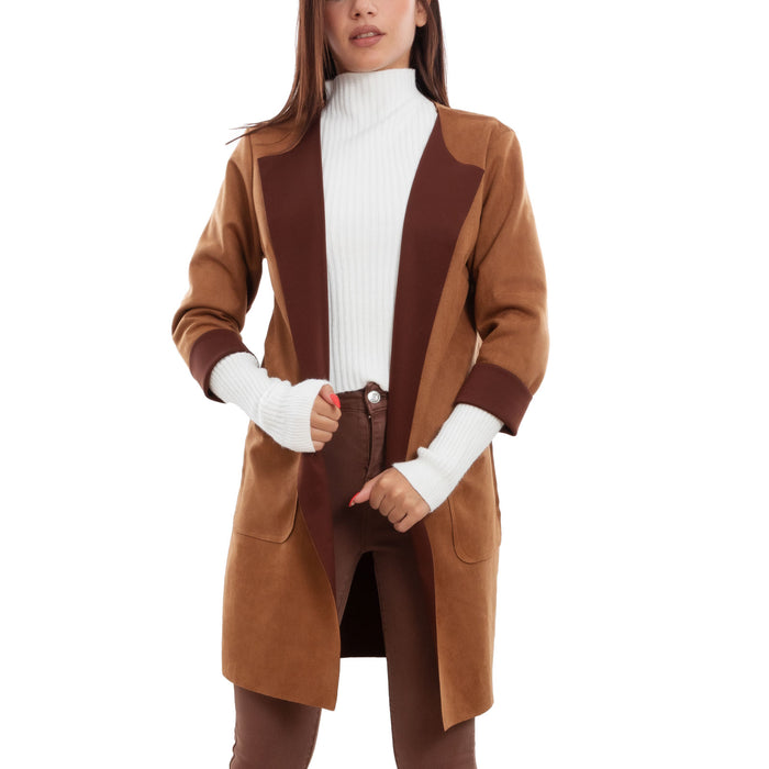 immagine-7-toocool-giacca-donna-scamosciata-trench-blazer-sfoderato-vb-6954