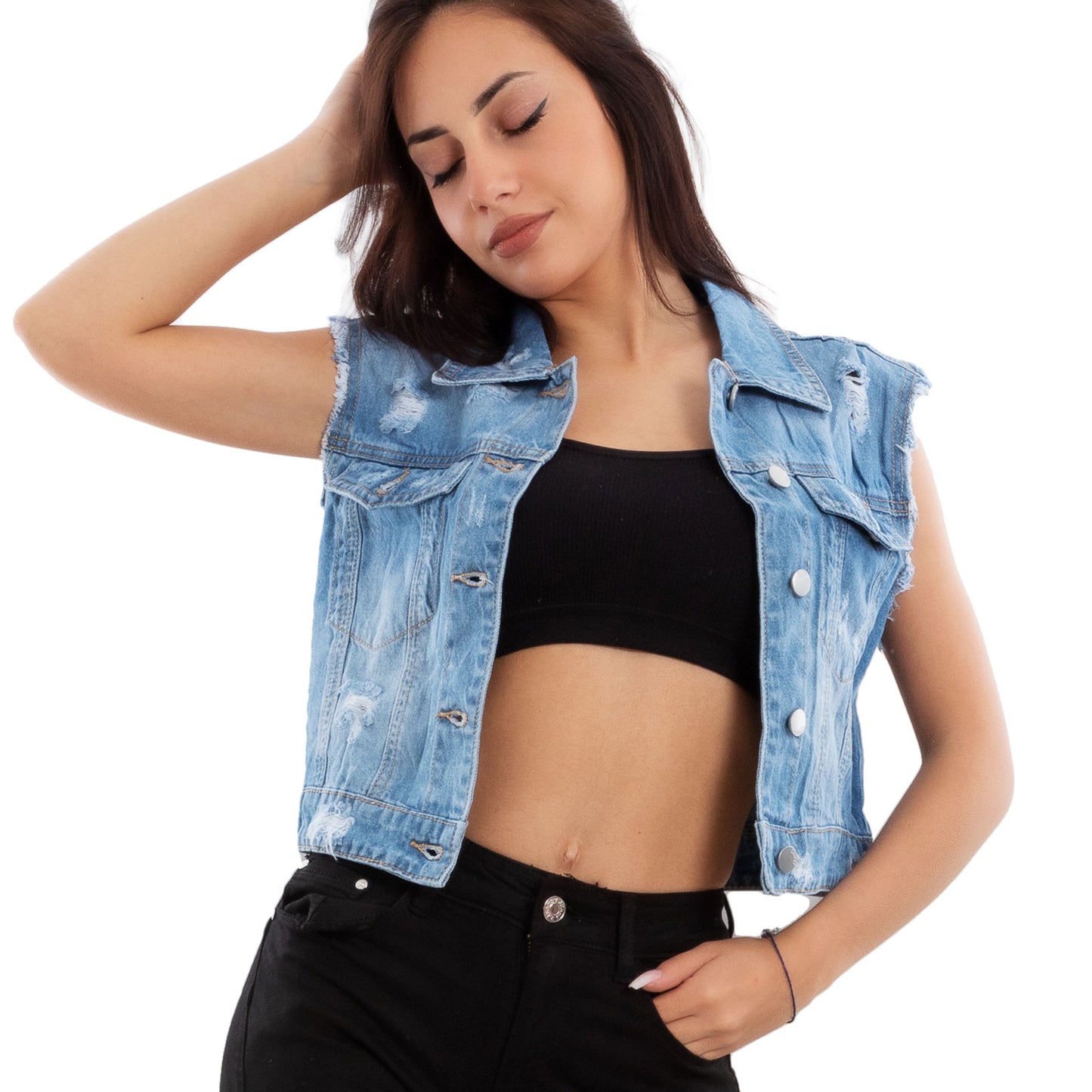 immagine-7-toocool-gilet-jeans-giacca-denim-corta-smanicata-sl271